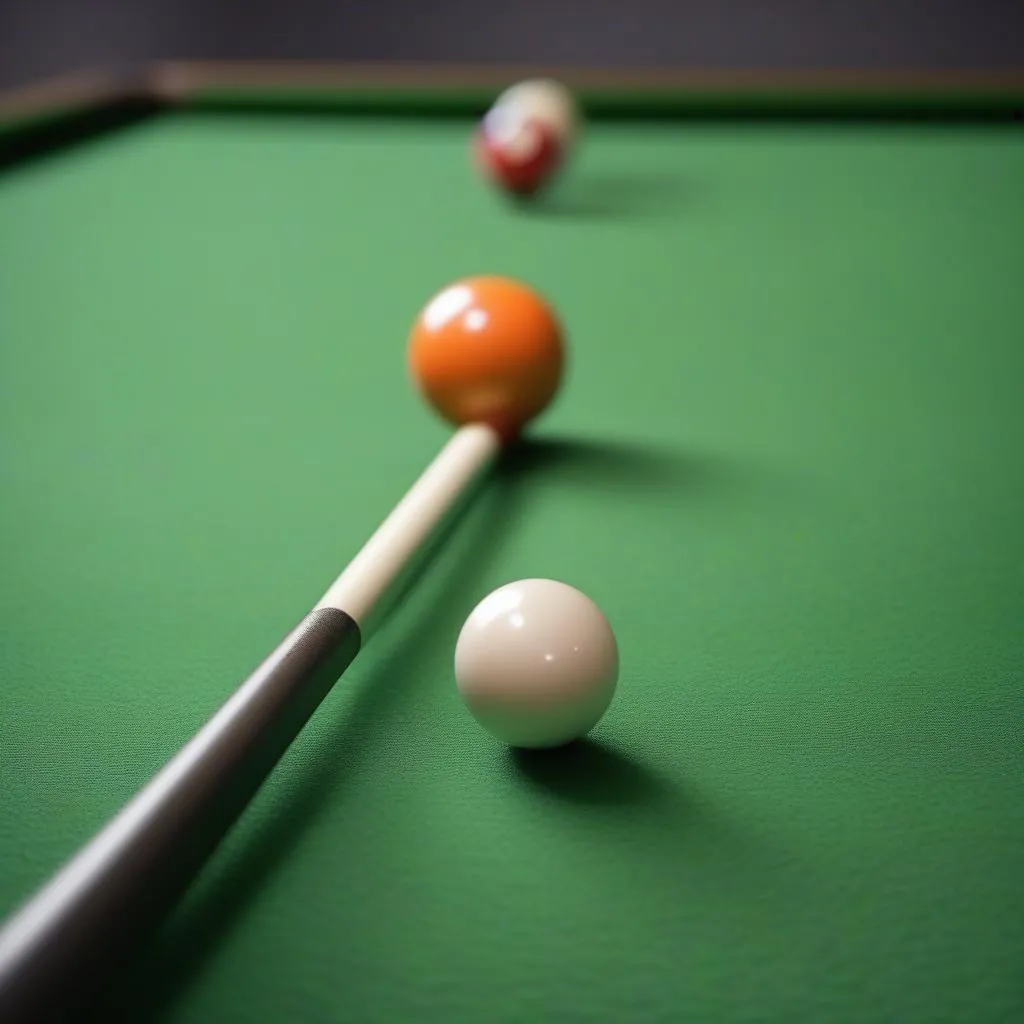 A billiard ball moving in a straight trajectory