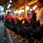 Black Silkie chicken for sale in Hanoi market