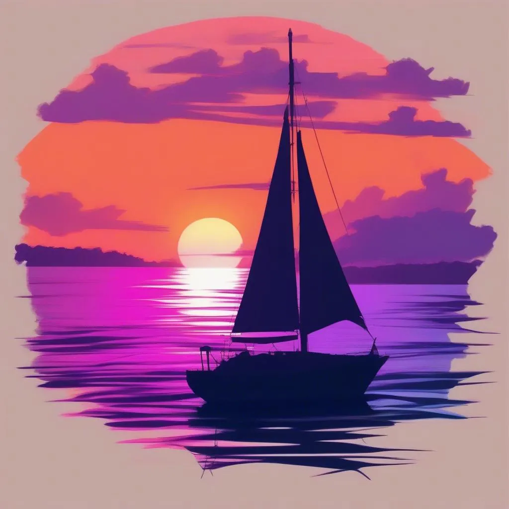 Sunset Boat Silhouette