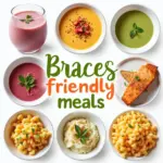 Assortment of braces-friendly meals