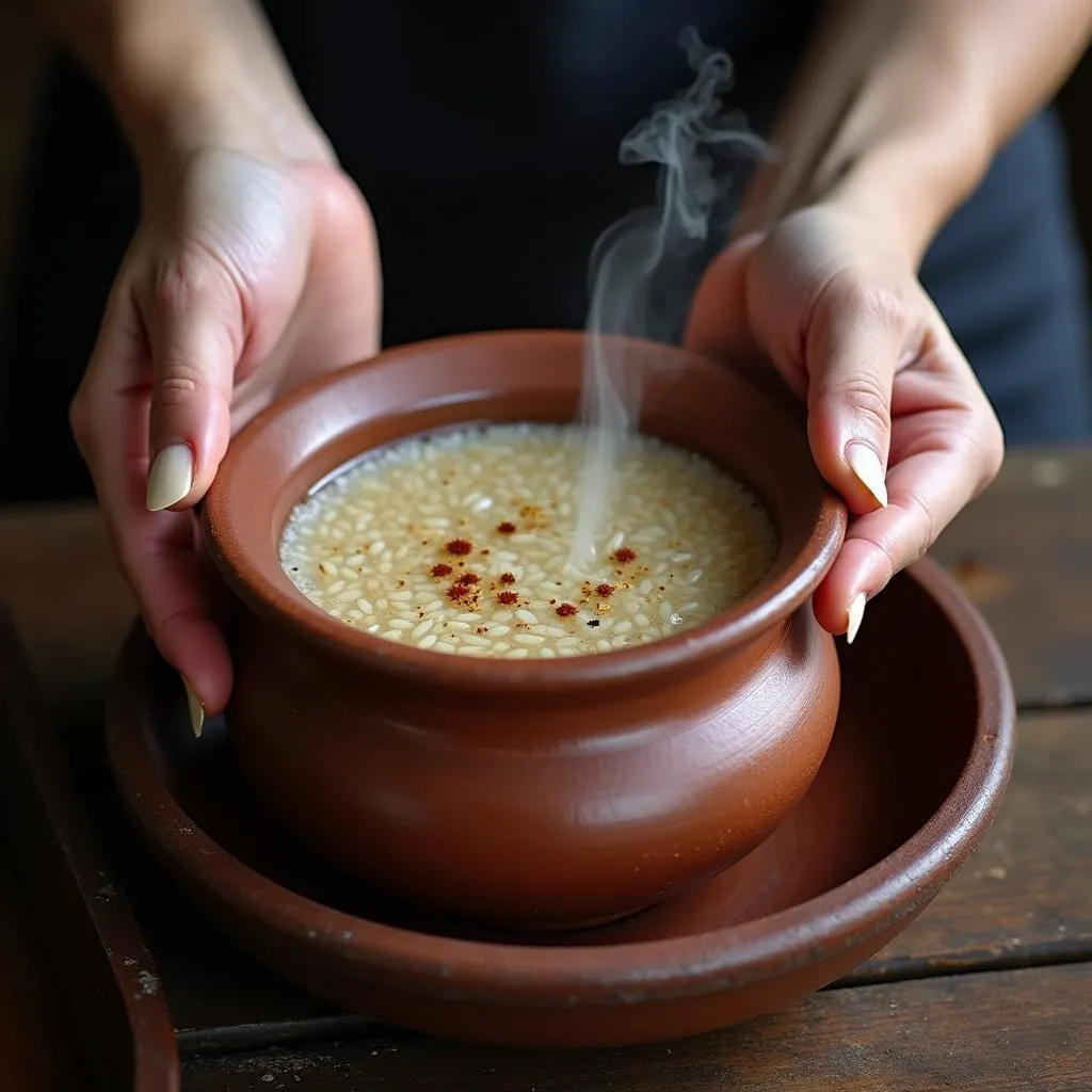 Preparing Brown Rice Tea in Hanoi