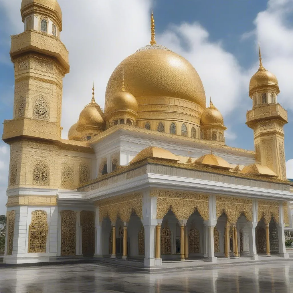 Brunei mosque with golden domes