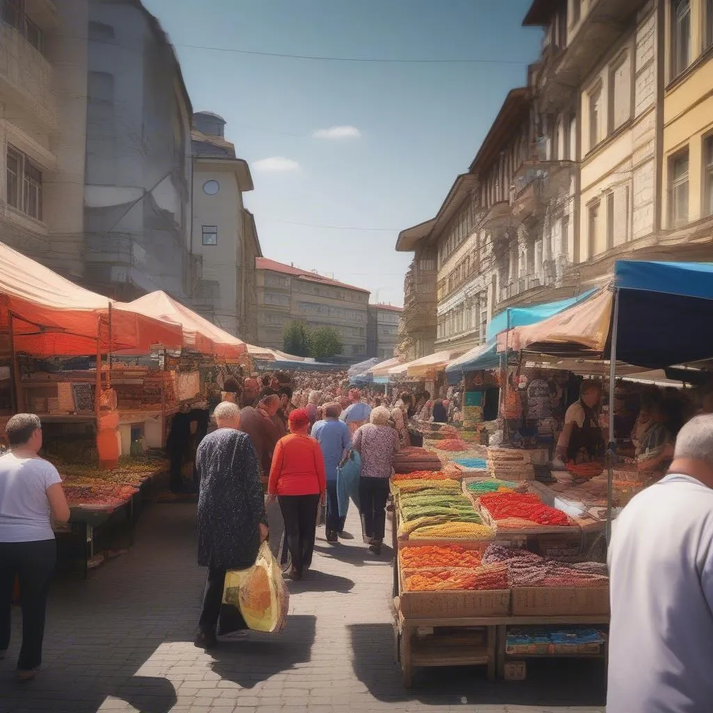 Bustling Bulgarian Market