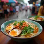 Steaming bowl of bun cha ca in Nha Trang