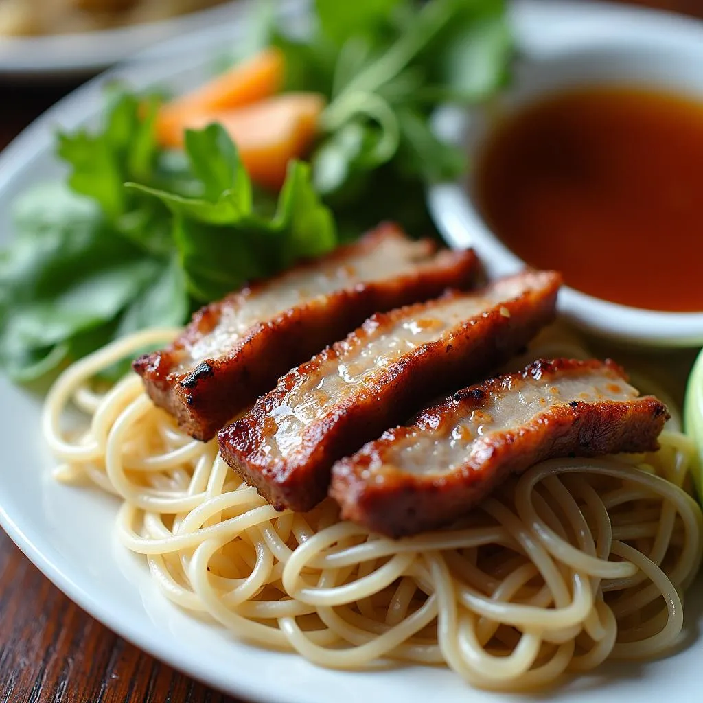 A plate of Bun Cha in Hanoi