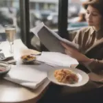 Business traveler eating a meal