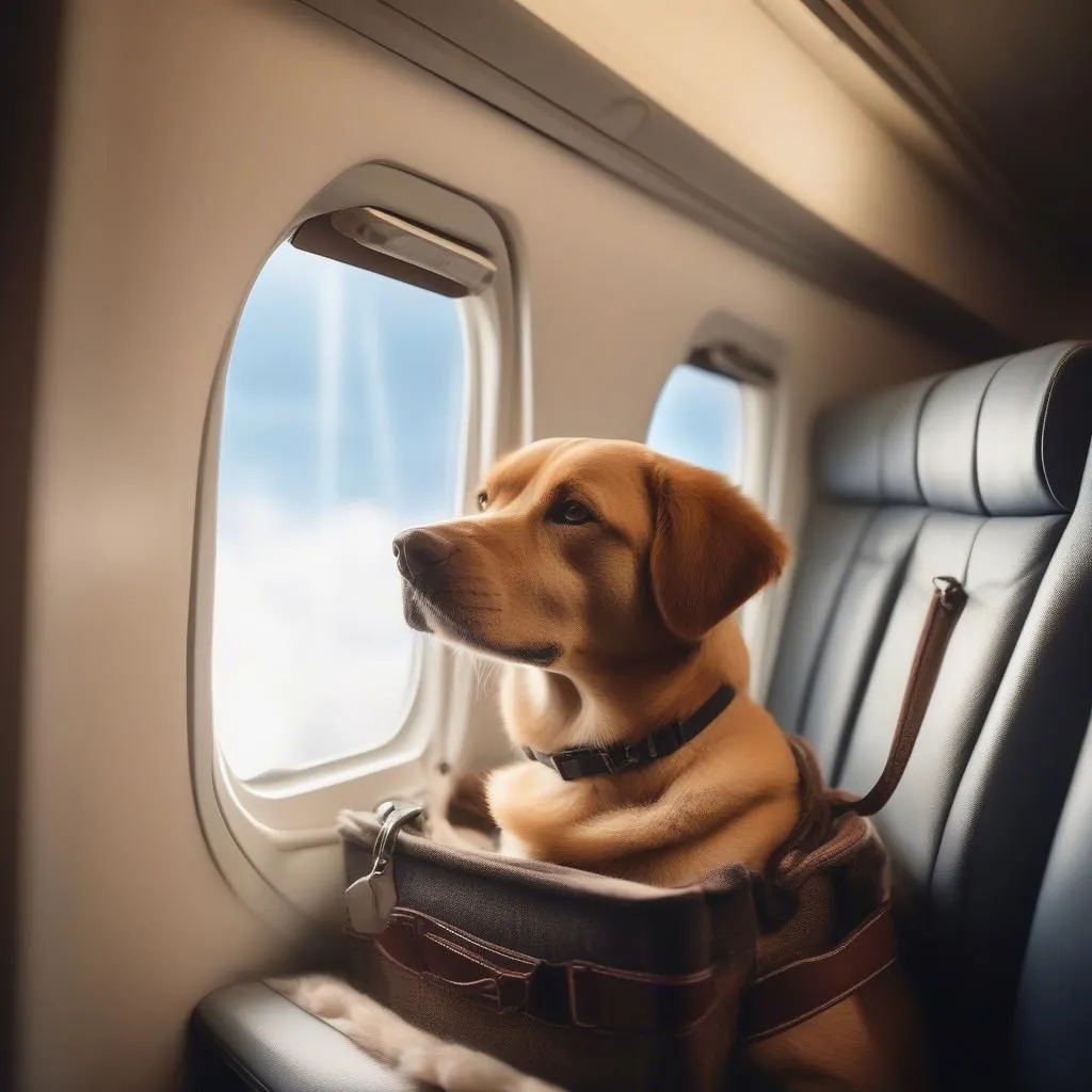 Dog traveling in the cabin