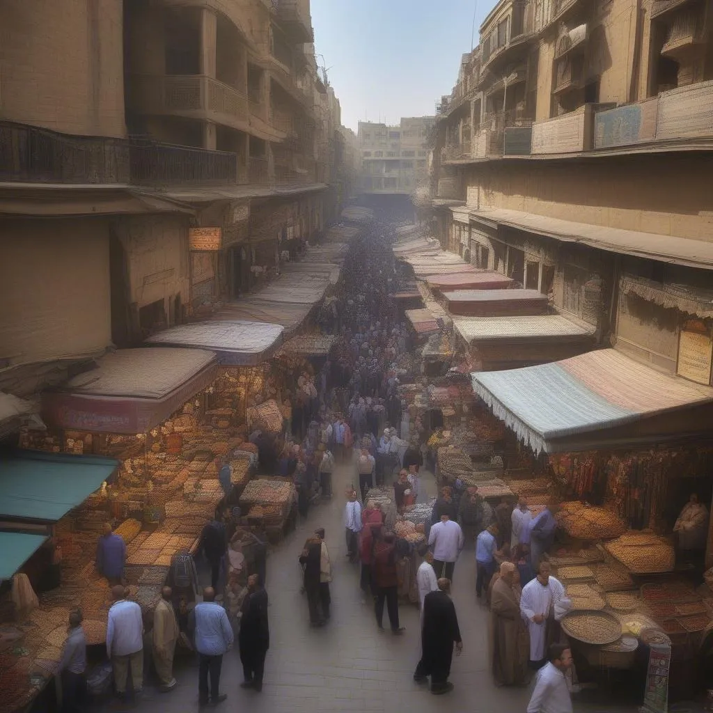 Crowded Khan El Khalili Bazaar in Cairo