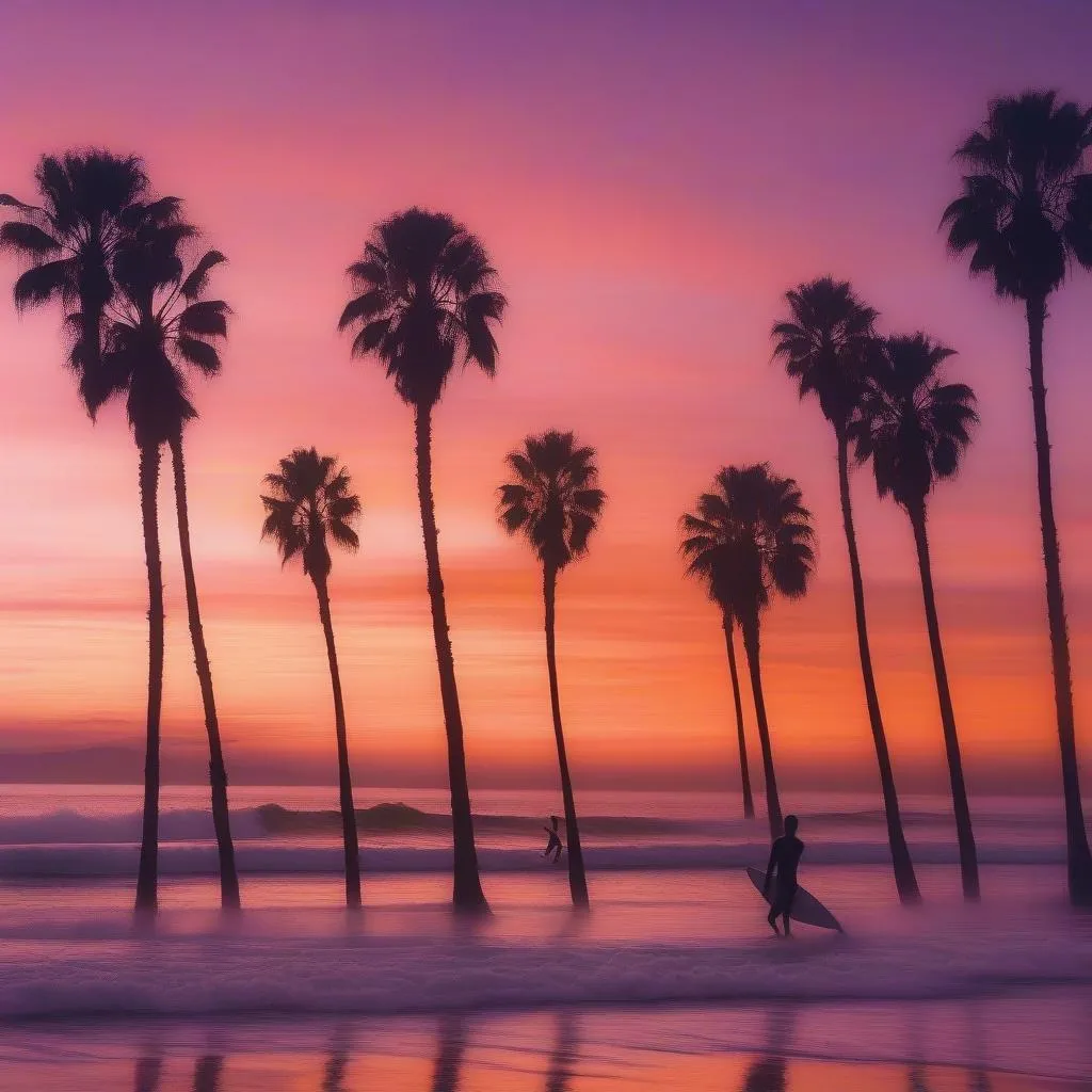 Golden California Beach Sunset