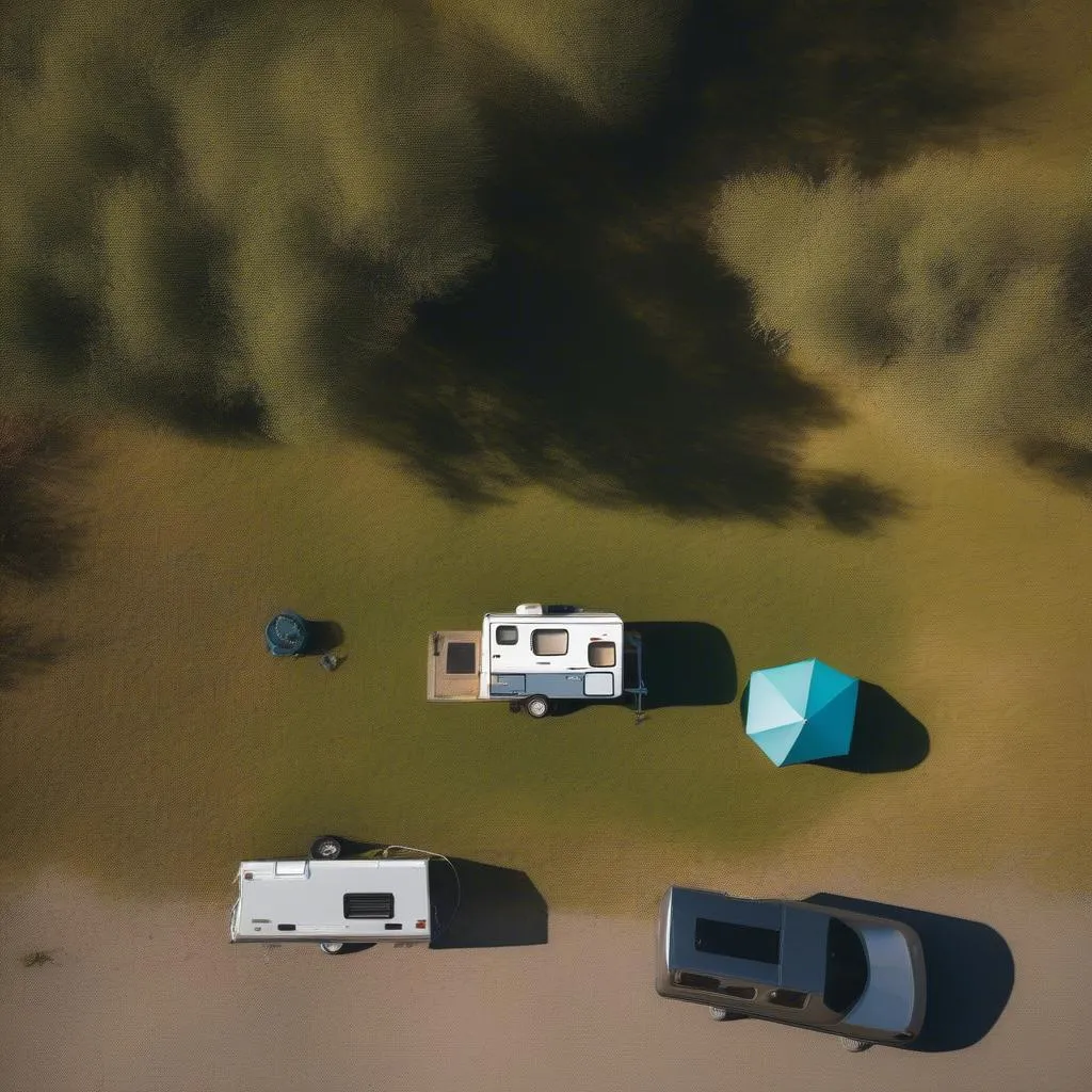 Campsite setup with RV and generator