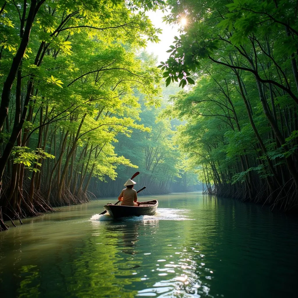 Boat trip through Can Gio Mangrove Forest