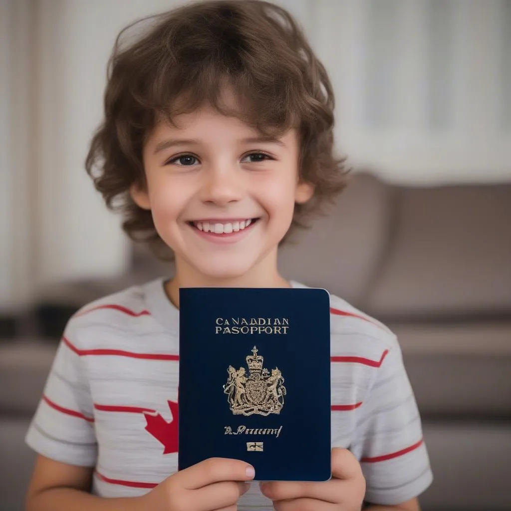 Canadian child holding passport