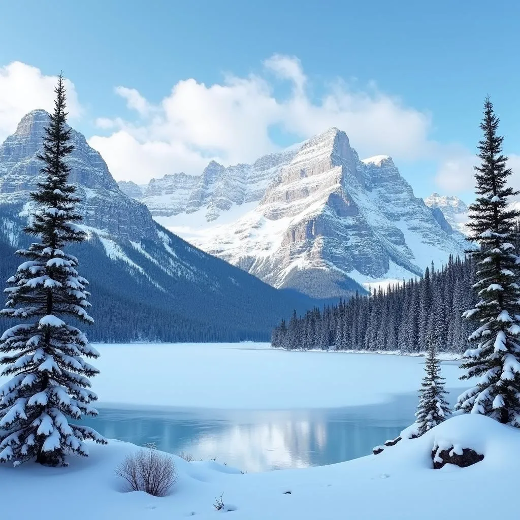 Canadian Rockies covered in snow