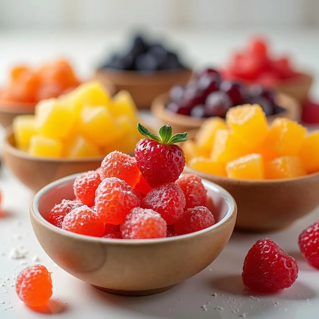  Colorful Candied Fruits in Bowls