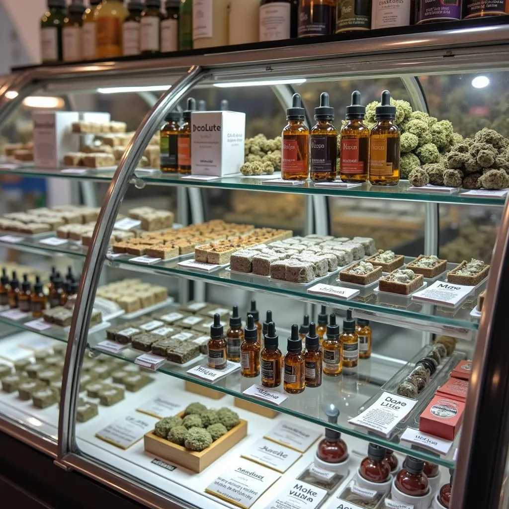 Display of various cannabis products