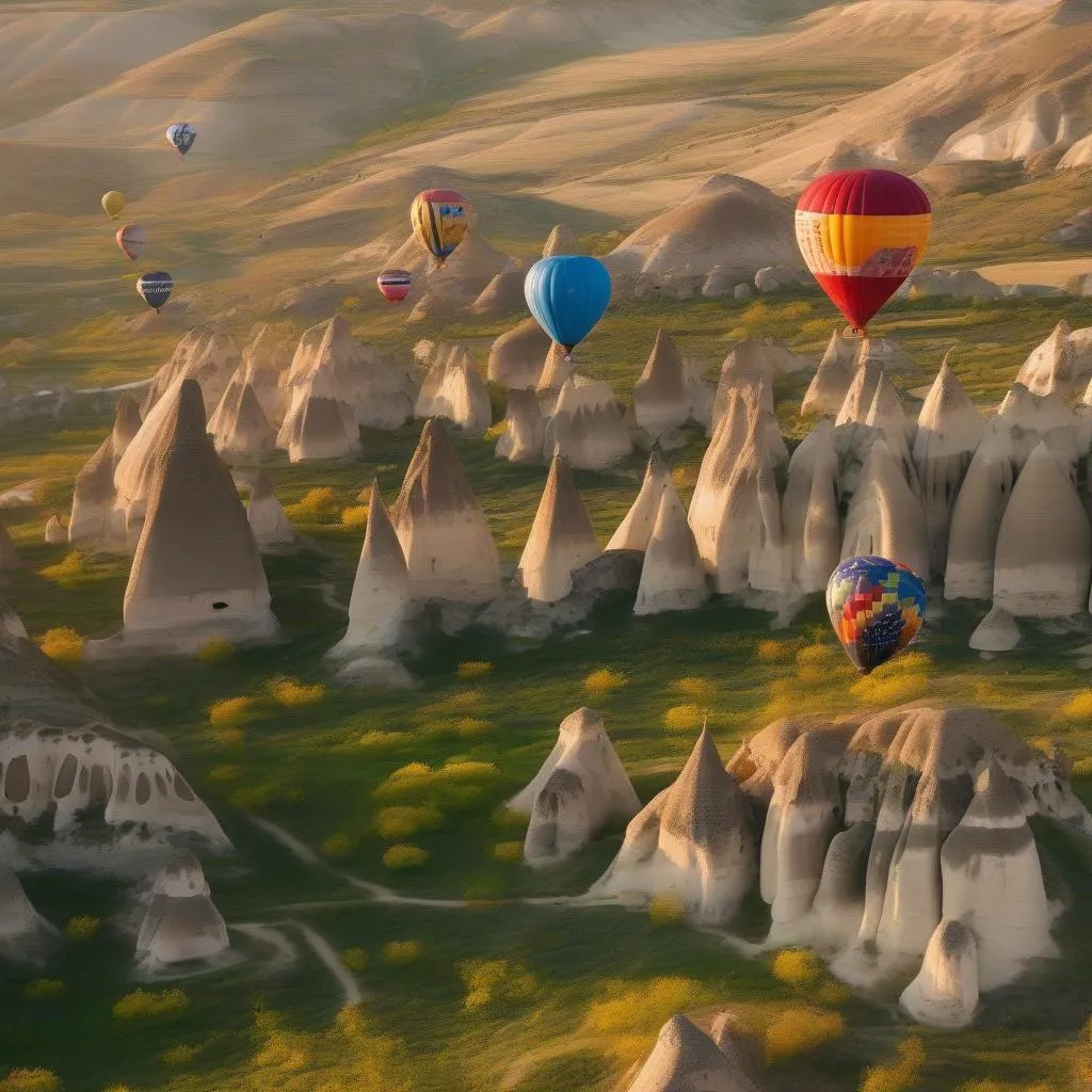 Hot Air Balloons over Cappadocia in Spring