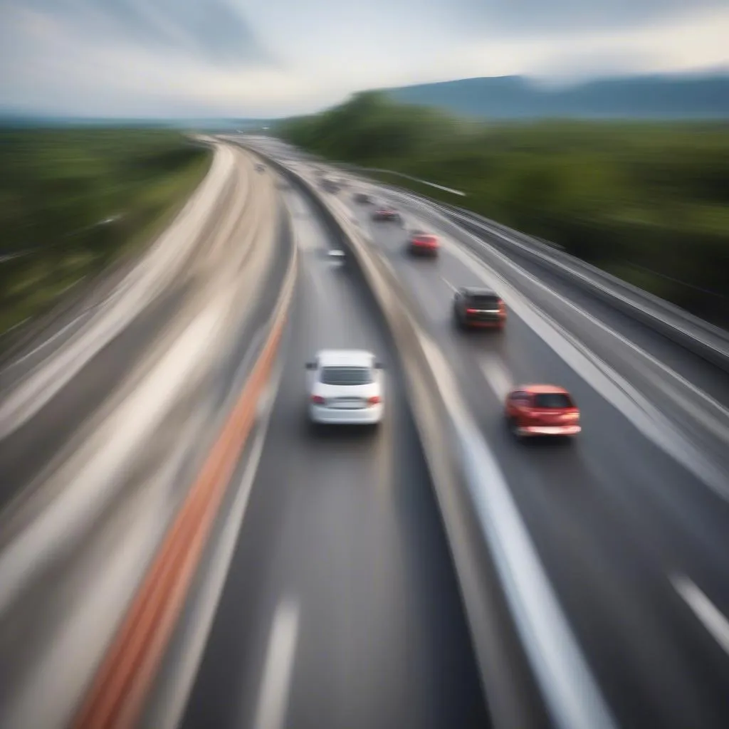 Car accelerating on a highway