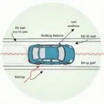 Car braking distance illustration