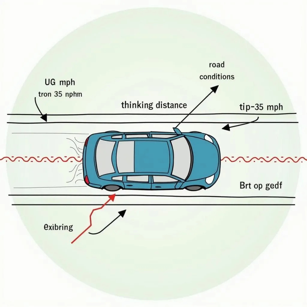 Car braking distance illustration