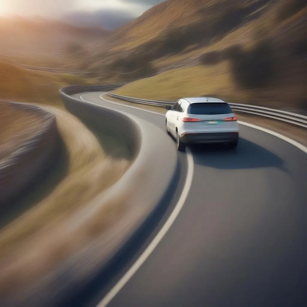 Car Maintaining Constant Speed on Winding Road