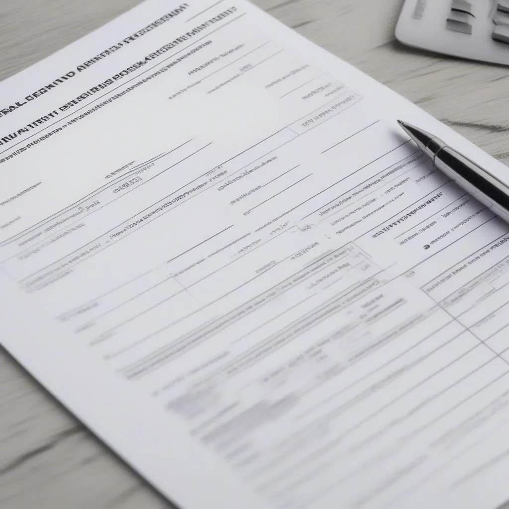 Car rental agreement showing date and time