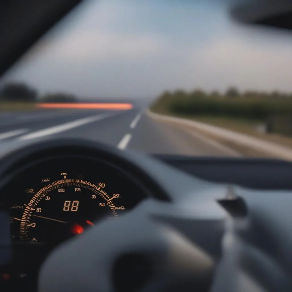 Speedometer on a highway