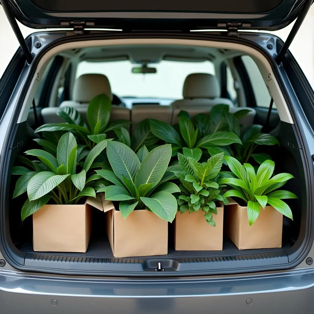 Transporting plants in a car