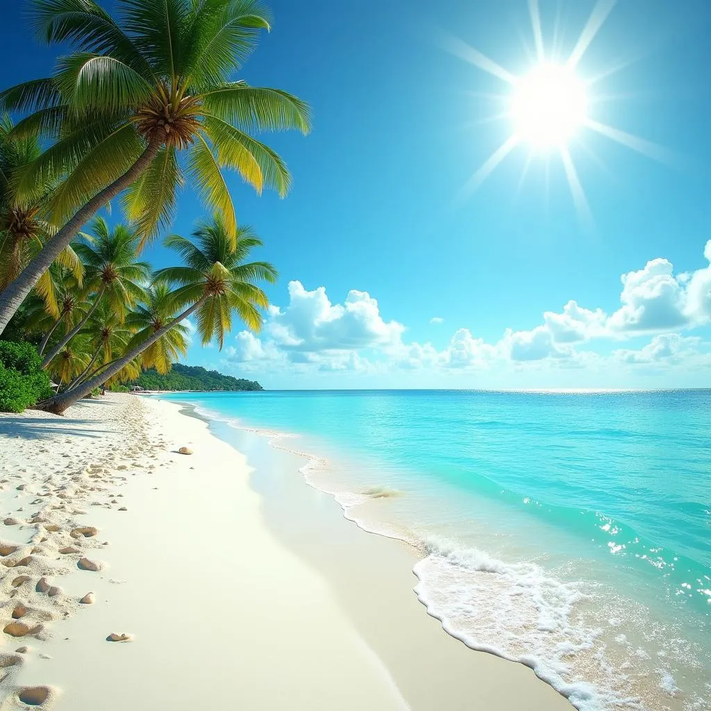 Palm trees on a Caribbean beach