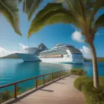 Luxury cruise ship sailing on turquoise Caribbean waters