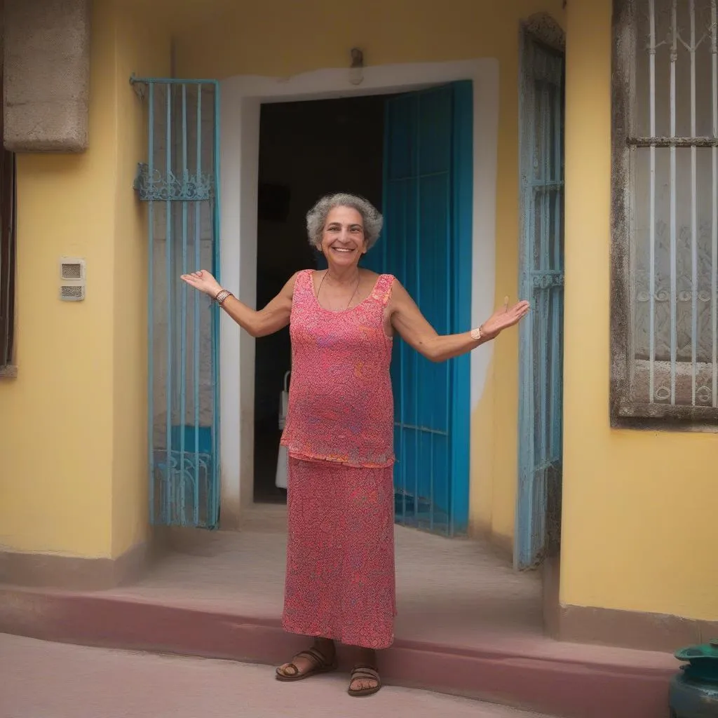 Casa Particular owner welcoming guests with a smile