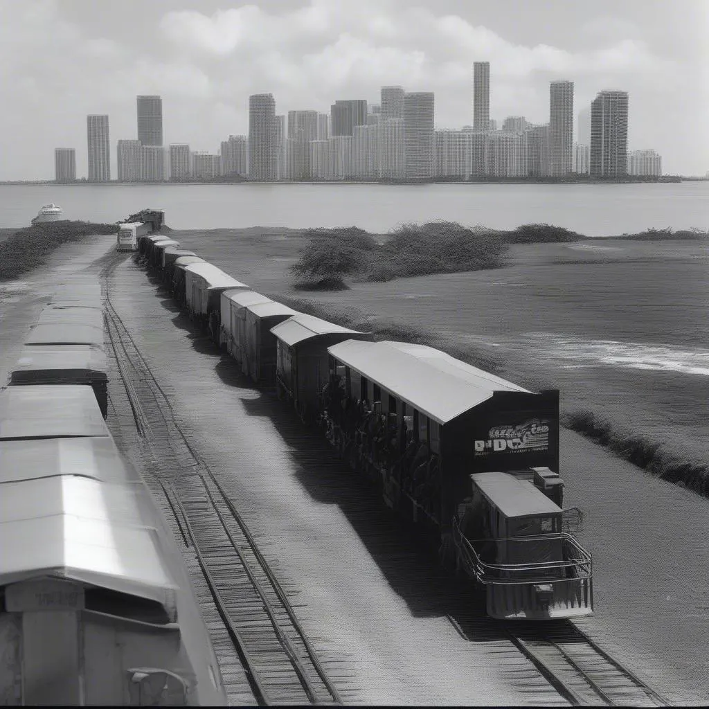 Cattle train leaving Miami