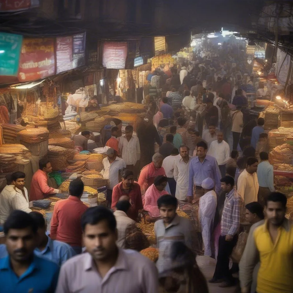 Crowded Delhi Market