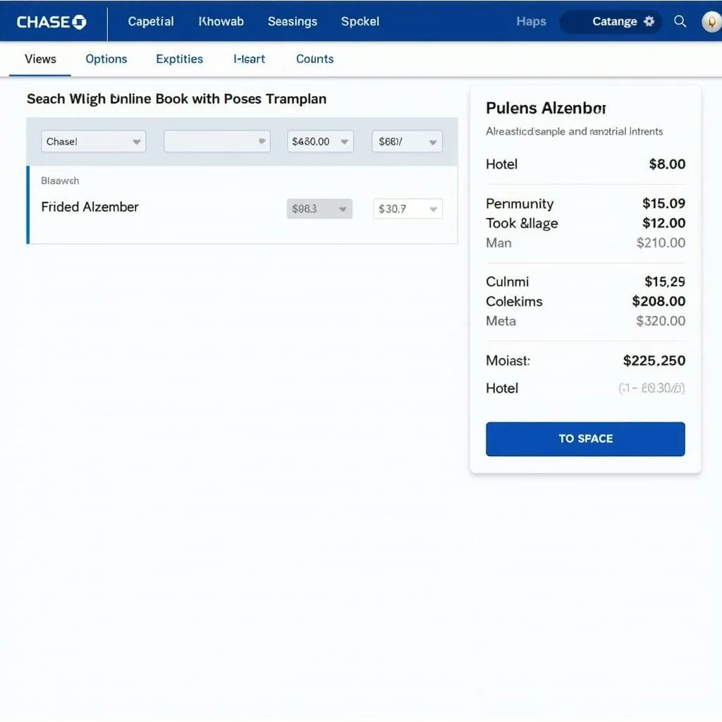 Chase Travel Booking Interface