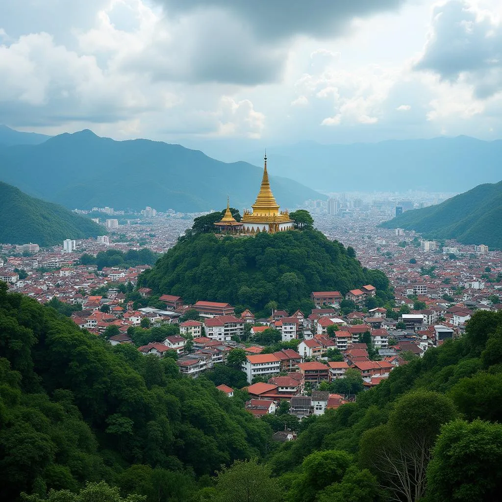 Scenic View of Chiang Mai with Temples and Mountains