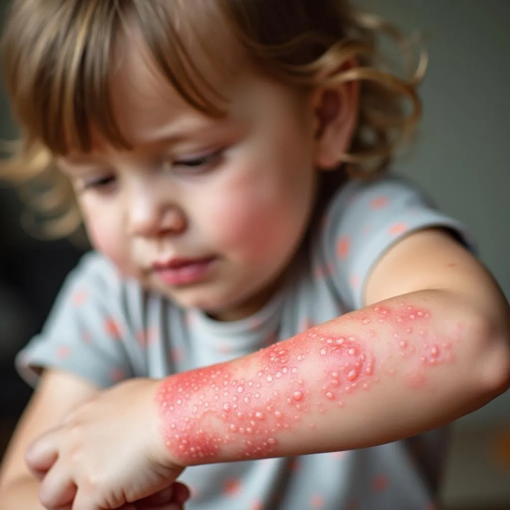 Child scratching hives