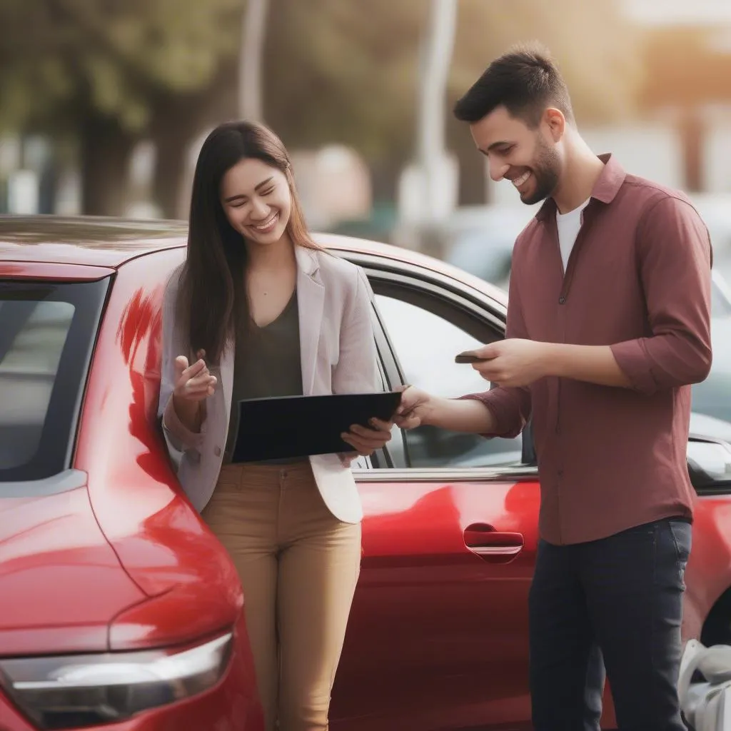 Couple Choosing a Rental Car