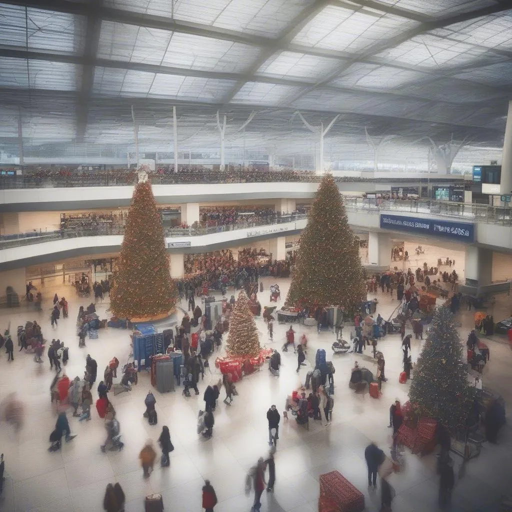 Christmas Eve Airport Crowd