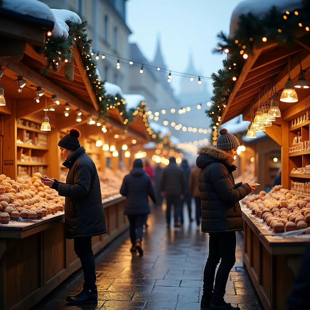 Festive Christmas market in a Canadian city