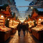 Festive Christmas market in Vienna, Austria