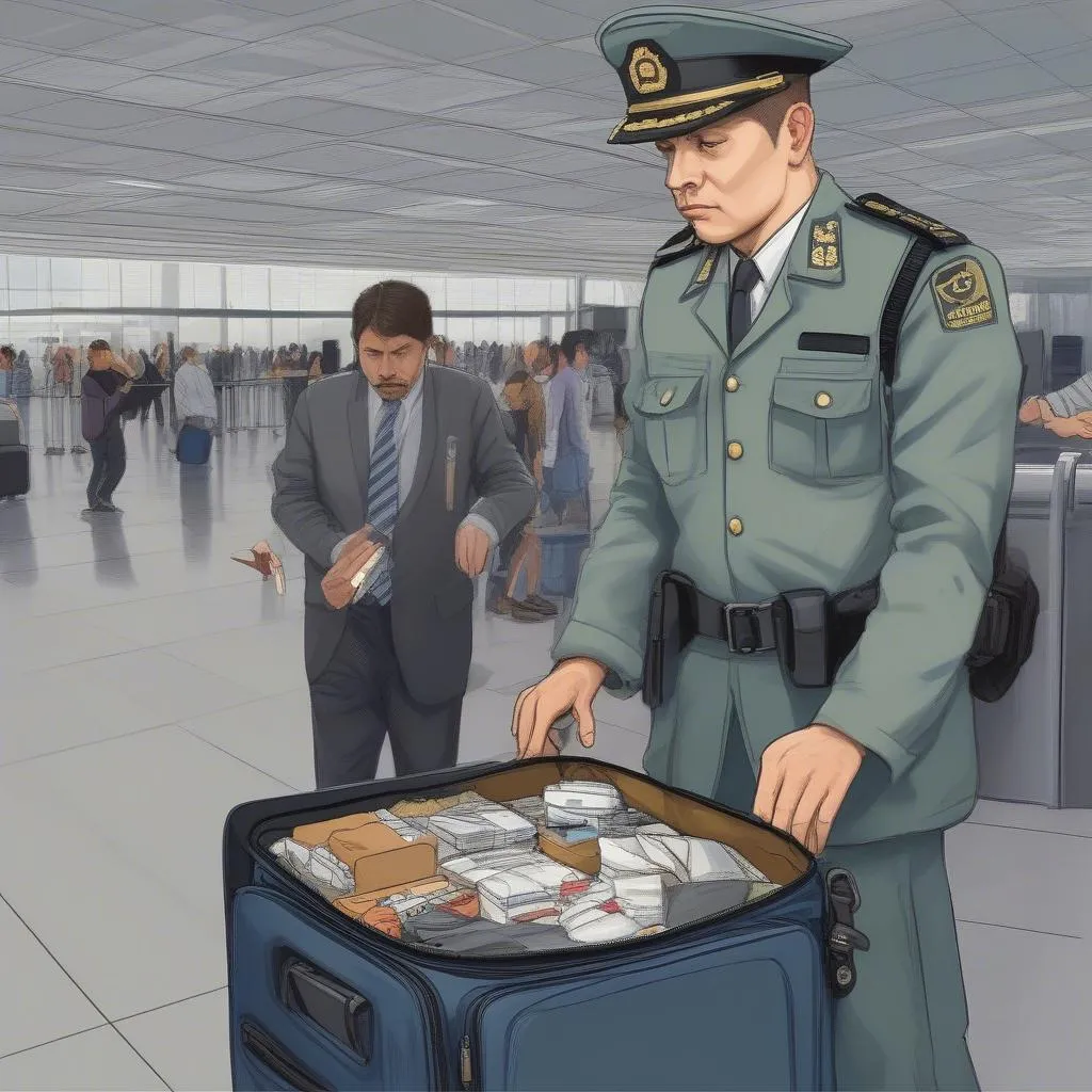 Customs Officer Checking Cigarettes