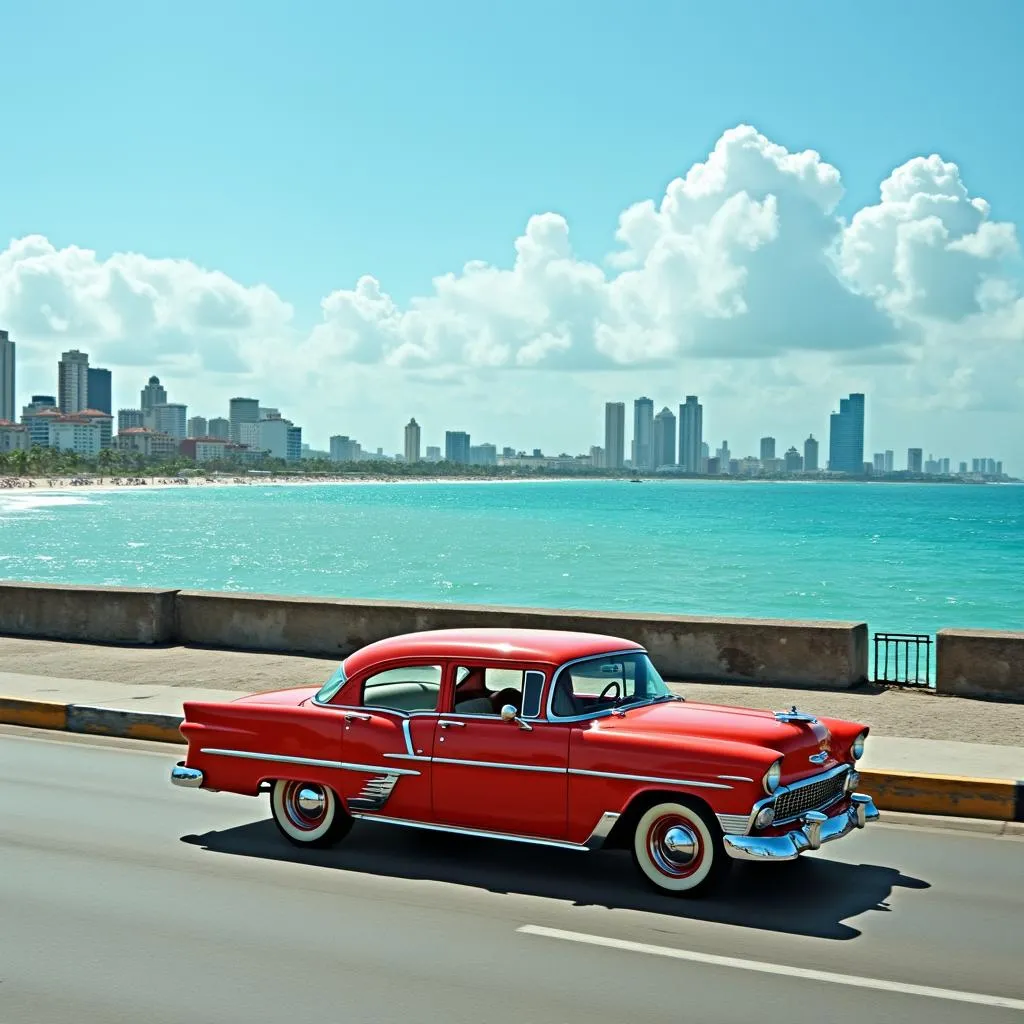 Classic Car on the Malecon, Havana