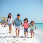 Family enjoying Clearwater Beach safely