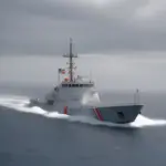 Coast Guard ship on the ocean