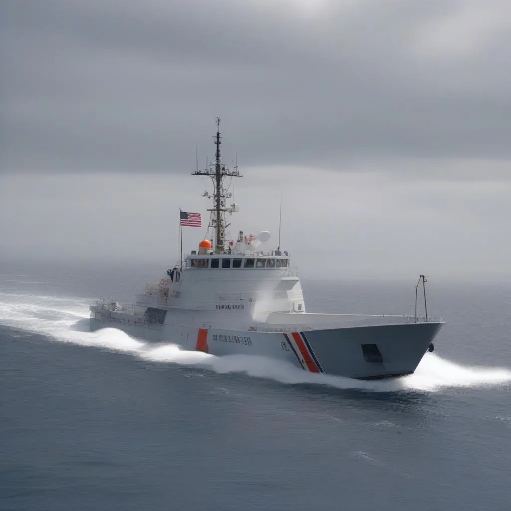 Coast Guard ship on the ocean