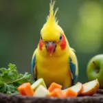 Cockatiel enjoying a healthy meal