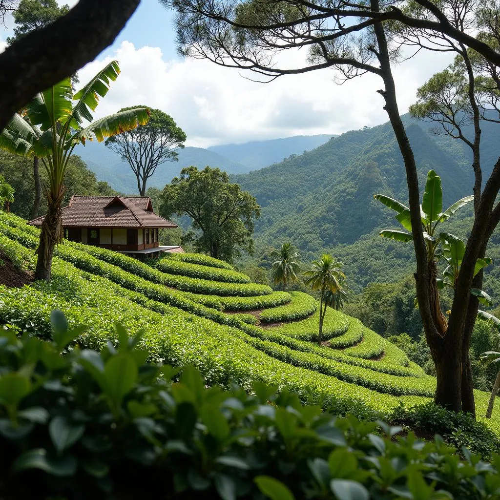 Lush green coffee plantation in Colombia