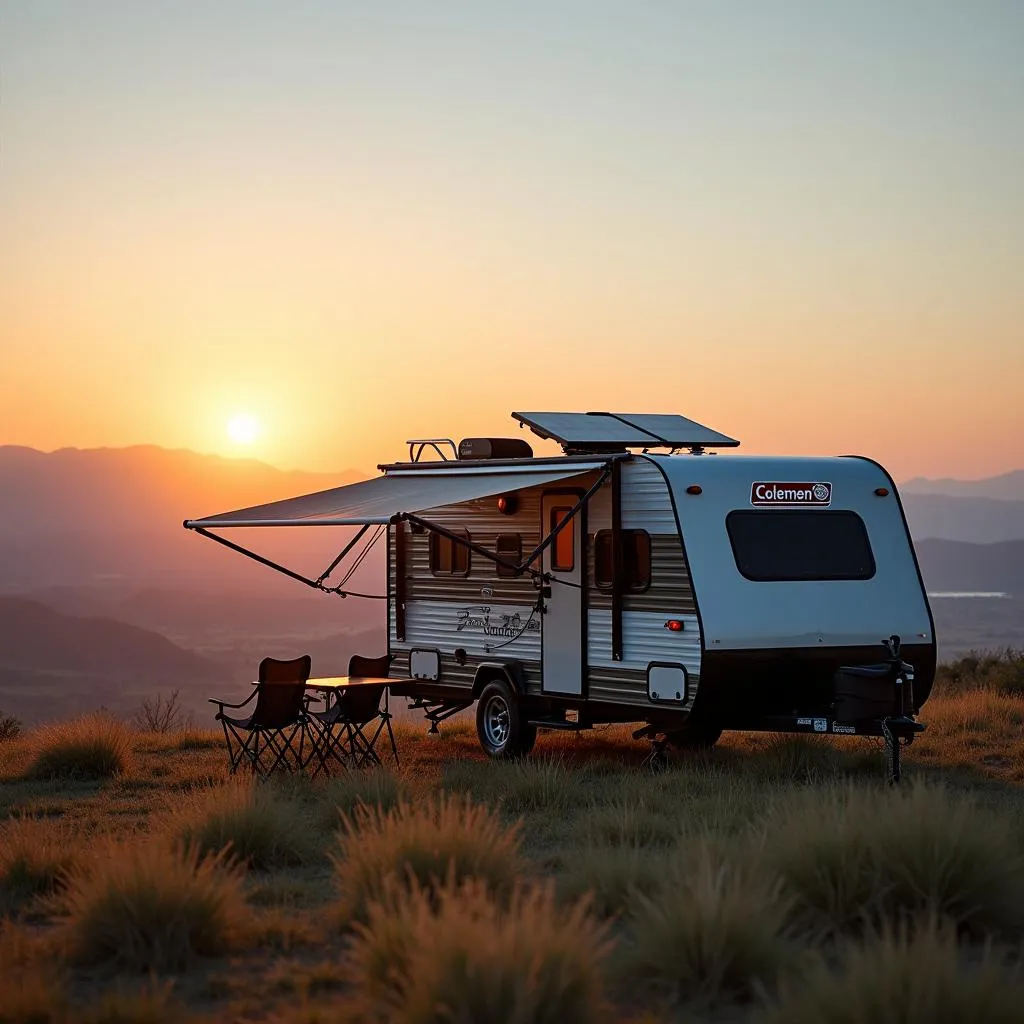 Coleman Travel Trailer parked off-grid in a scenic location