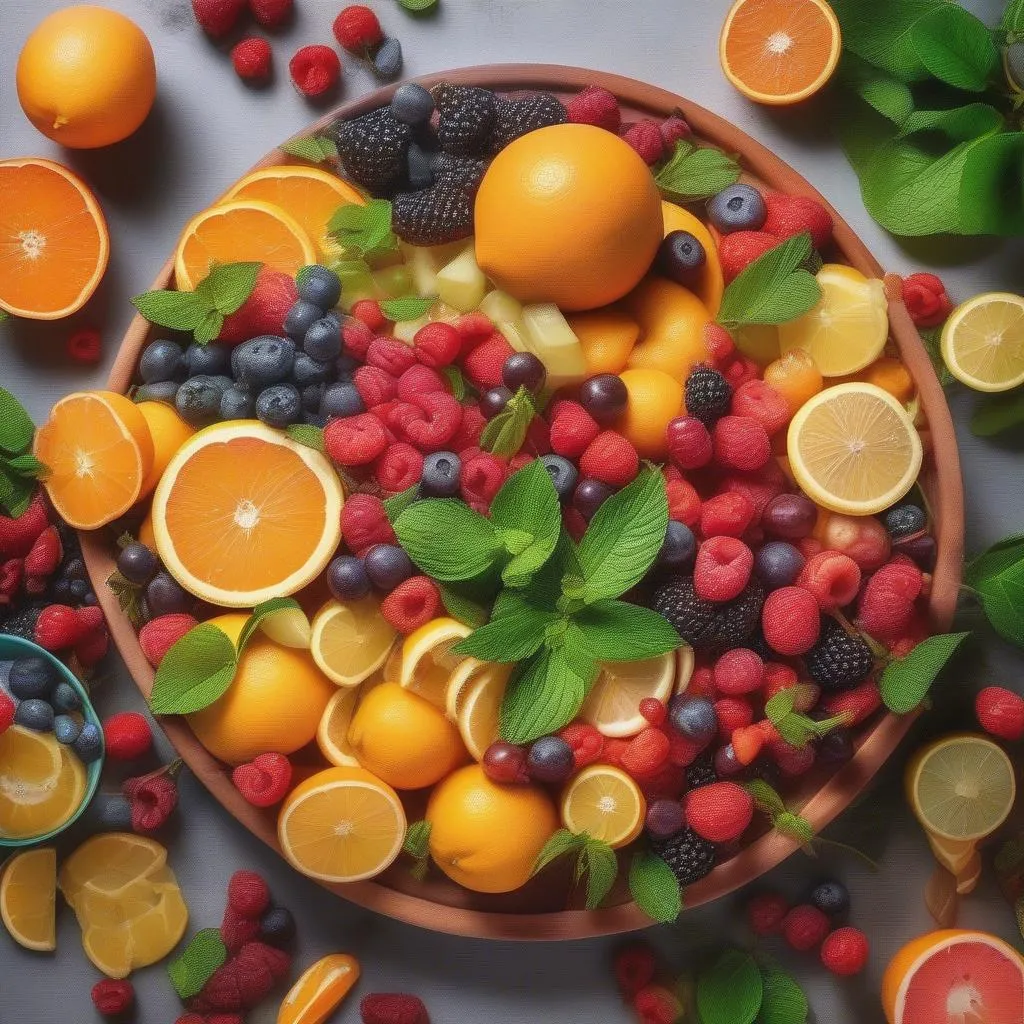 Fruit platter with berries and citrus