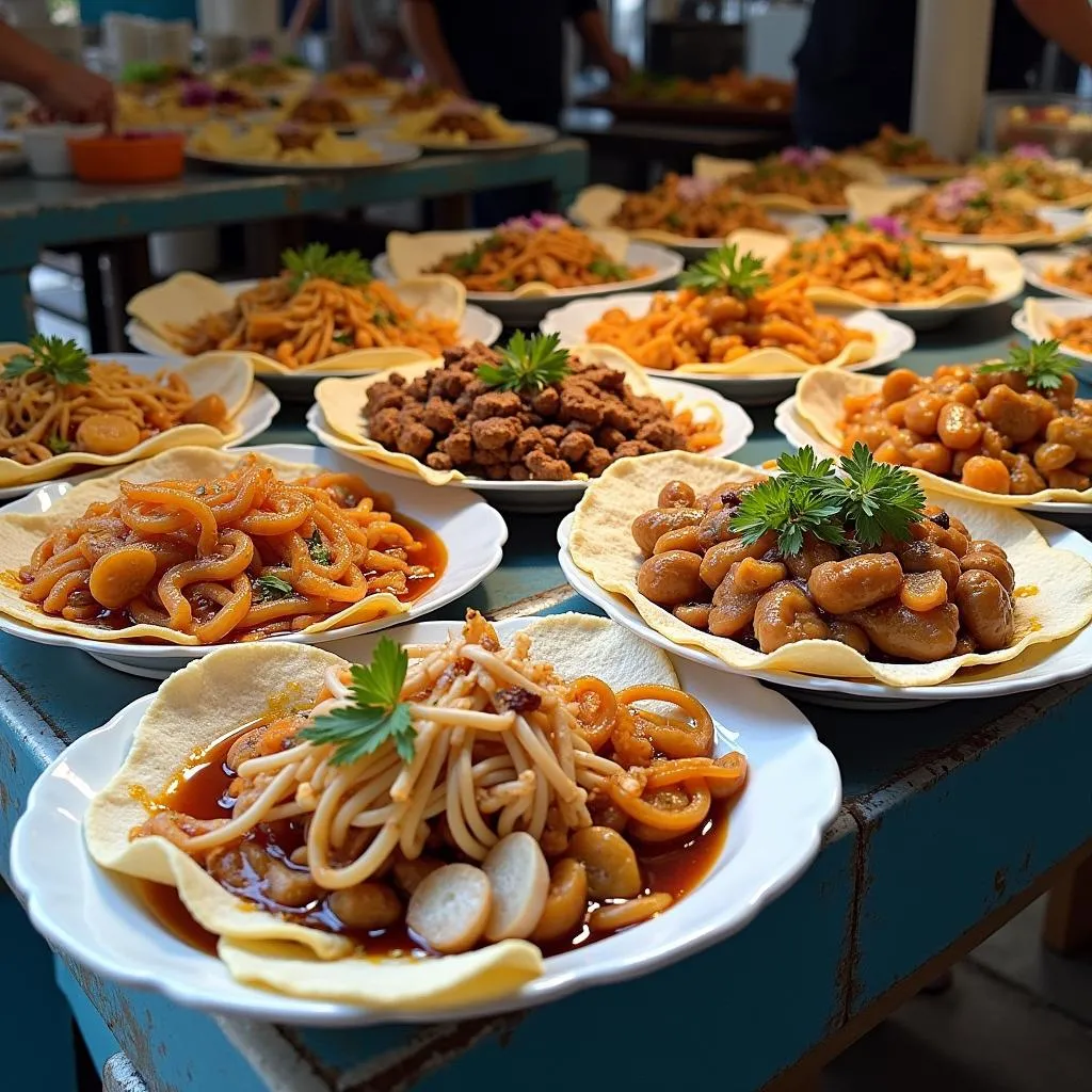 Colorful selection of xoi in Hanoi