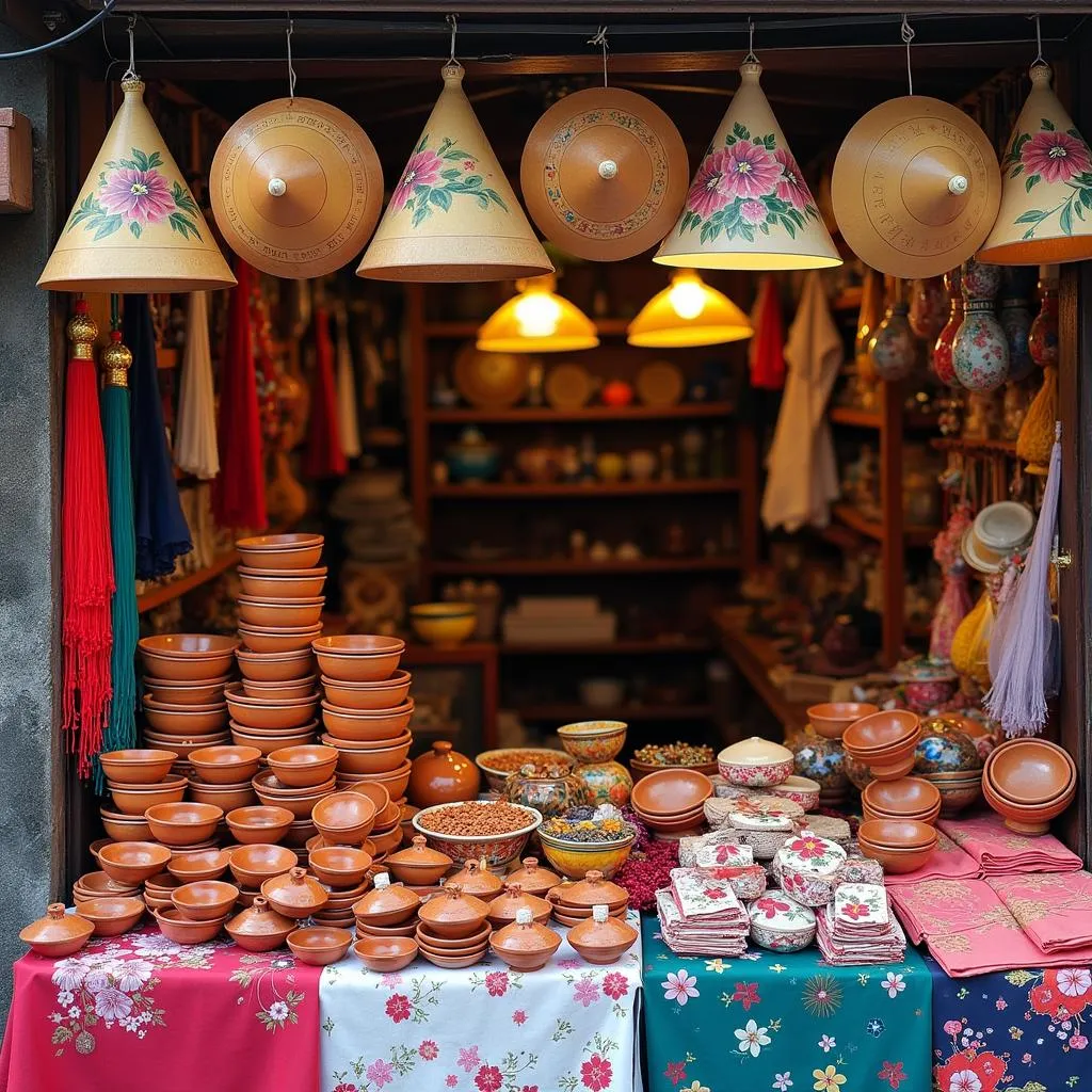 Colorful souvenirs in Hanoi Old Quarter.